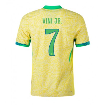 Fotbalové Dres Brazílie Vinicius Junior #7 Domácí Copa America 2024 Krátký Rukáv Fotbalové Dres Brazílie Vinicius Junior #7 Domácí Copa America 2024 Krátký Rukáv